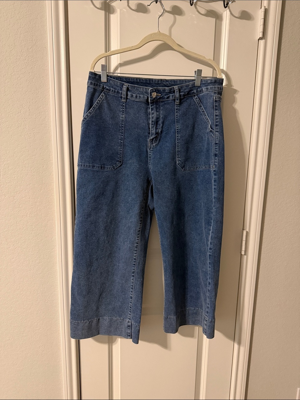 Classic High-Waist Wide-Leg Women's CapriJeans - Blue
